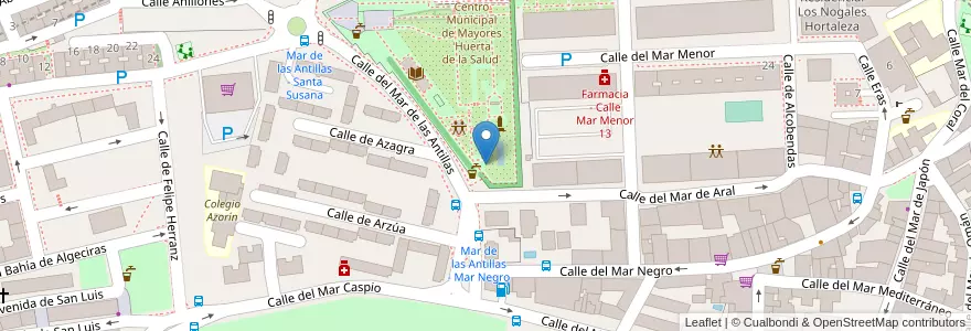 Mapa de ubicacion de Aparcabicis Centro Cultural Huerta de la Salud en اسپانیا, بخش خودمختار مادرید, بخش خودمختار مادرید, Área Metropolitana De Madrid Y Corredor Del Henares, مادرید.
