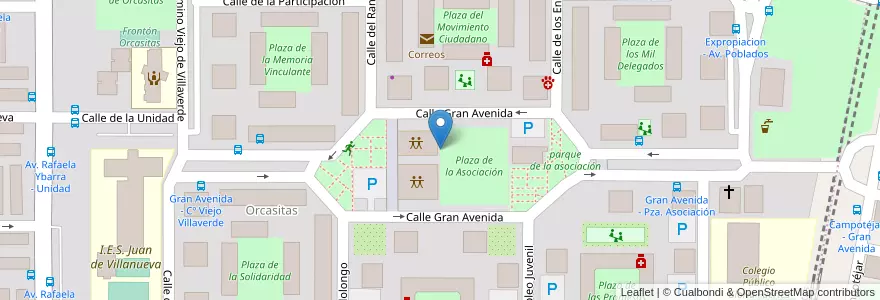Mapa de ubicacion de Aparcabicis Centro Cultural Meseta de Orcasitas en Espanha, Comunidade De Madrid, Comunidade De Madrid, Área Metropolitana De Madrid Y Corredor Del Henares, Madrid.