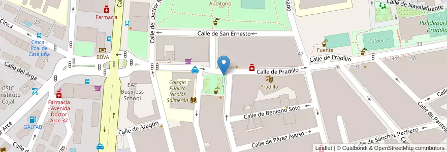 Mapa de ubicacion de Aparcabicis Centro Cultural Nicolás Salmerón en Spanje, Comunidad De Madrid, Comunidad De Madrid, Área Metropolitana De Madrid Y Corredor Del Henares, Madrid.