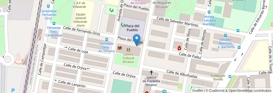 Mapa de ubicacion de Aparcabicis Centro Cultural Orcasur en اسپانیا, بخش خودمختار مادرید, بخش خودمختار مادرید, Área Metropolitana De Madrid Y Corredor Del Henares, مادرید.