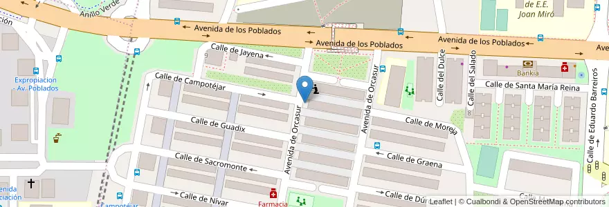 Mapa de ubicacion de Aparcabicis Centro de mayores Orcasur en Spain, Community Of Madrid, Community Of Madrid, Área Metropolitana De Madrid Y Corredor Del Henares, Madrid.