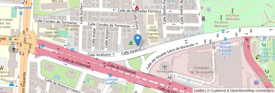 Mapa de ubicacion de Aparcabicis Centro Deportivo Municipal Fuente del Berro en Испания, Мадрид, Мадрид, Área Metropolitana De Madrid Y Corredor Del Henares, Мадрид.