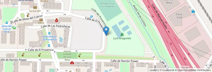 Mapa de ubicacion de Aparcabicis Centro Deportivo Municipal Luis Aragonés en スペイン, マドリード州, Comunidad De Madrid, Área Metropolitana De Madrid Y Corredor Del Henares, Madrid.