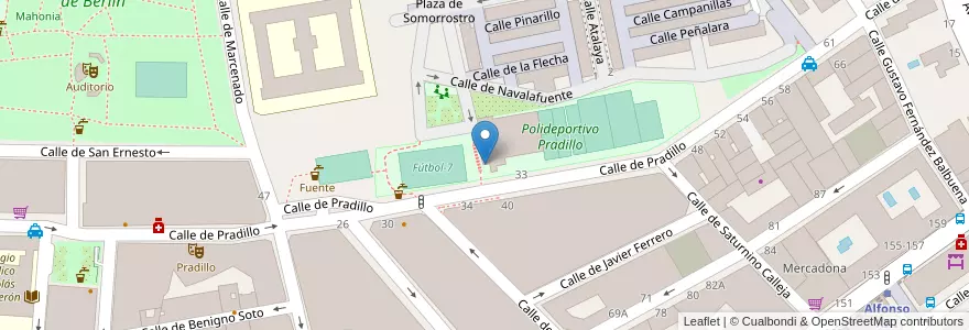 Mapa de ubicacion de Aparcabicis Centro Deportivo Municipal Pradillo en 스페인, Comunidad De Madrid, Comunidad De Madrid, Área Metropolitana De Madrid Y Corredor Del Henares, 마드리드.