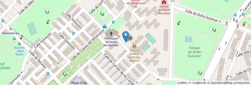Mapa de ubicacion de Aparcabicis Centro Integrado Santiago Apóstol en Spagna, Comunidad De Madrid, Comunidad De Madrid, Área Metropolitana De Madrid Y Corredor Del Henares, Madrid.