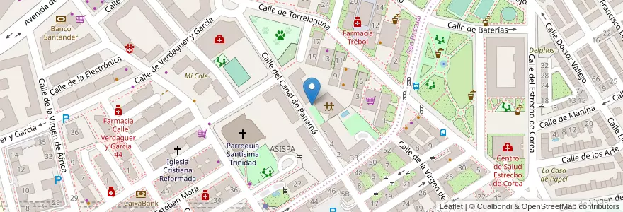 Mapa de ubicacion de Aparcabicis Centro Mayores Canal de Panamá en Spanien, Autonome Gemeinschaft Madrid, Autonome Gemeinschaft Madrid, Área Metropolitana De Madrid Y Corredor Del Henares, Madrid.
