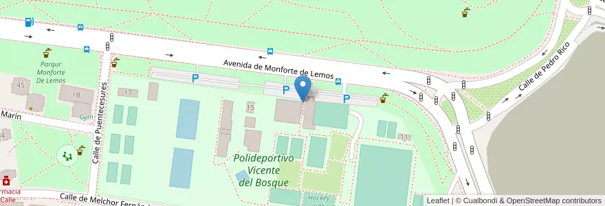 Mapa de ubicacion de Aparcabicis Centro Municipal Deportivo Vicente del Bosque en إسبانيا, منطقة مدريد, منطقة مدريد, Área Metropolitana De Madrid Y Corredor Del Henares, مدريد.