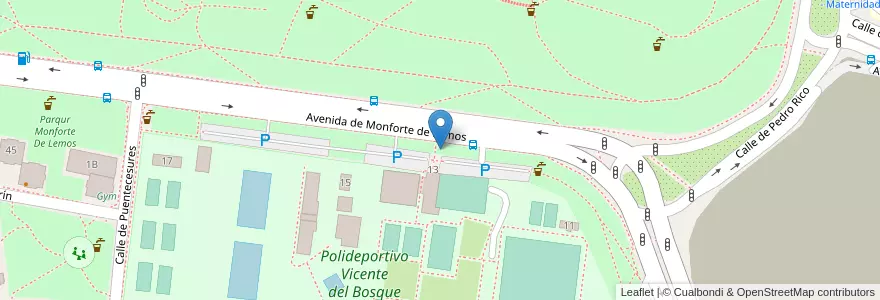 Mapa de ubicacion de Aparcabicis Centro Municipal Deportivo Vicente del Bosque en 西班牙, Comunidad De Madrid, Comunidad De Madrid, Área Metropolitana De Madrid Y Corredor Del Henares, Madrid.