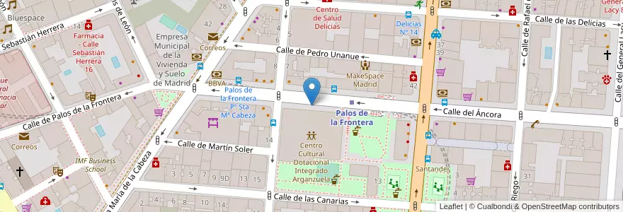 Mapa de ubicacion de Aparcabicis Centro Sociocultural Arganzuela en Sepanyol, Comunidad De Madrid, Comunidad De Madrid, Área Metropolitana De Madrid Y Corredor Del Henares, Madrid.