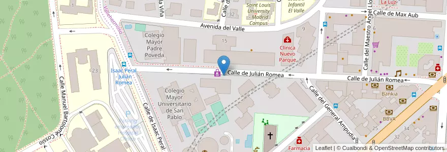 Mapa de ubicacion de Aparcabicis Clínicas, Universidad San Pablo CEU en إسبانيا, منطقة مدريد, منطقة مدريد, Área Metropolitana De Madrid Y Corredor Del Henares, مدريد.