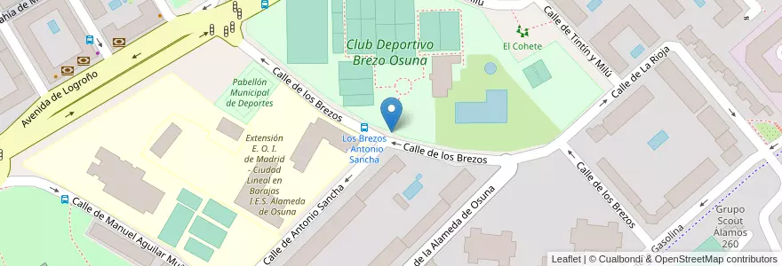 Mapa de ubicacion de Aparcabicis Club Deportivo Los Brezos en اسپانیا, بخش خودمختار مادرید, بخش خودمختار مادرید, Área Metropolitana De Madrid Y Corredor Del Henares, مادرید.