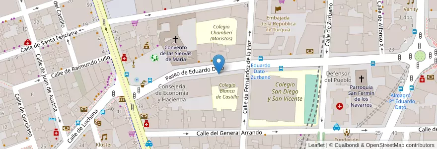Mapa de ubicacion de Aparcabicis Colegio Blanca de Castilla en اسپانیا, بخش خودمختار مادرید, بخش خودمختار مادرید, Área Metropolitana De Madrid Y Corredor Del Henares, مادرید.