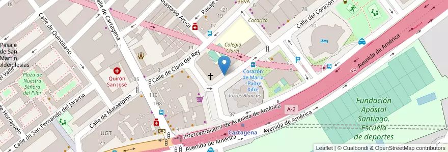 Mapa de ubicacion de Aparcabicis Colegio Claret en إسبانيا, منطقة مدريد, منطقة مدريد, Área Metropolitana De Madrid Y Corredor Del Henares, مدريد.