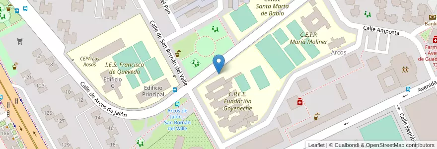 Mapa de ubicacion de Aparcabicis Colegio Francisco Quevedo en 西班牙, Comunidad De Madrid, Comunidad De Madrid, Área Metropolitana De Madrid Y Corredor Del Henares, Madrid.