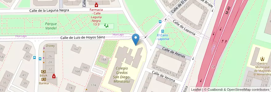 Mapa de ubicacion de Aparcabicis Colegio Gredos San Diego de Moratalaz en Spanien, Autonome Gemeinschaft Madrid, Autonome Gemeinschaft Madrid, Área Metropolitana De Madrid Y Corredor Del Henares, Madrid.