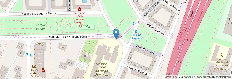 Mapa de ubicacion de Aparcabicis Colegio Gredos San Diego de Moratalaz en 스페인, Comunidad De Madrid, Comunidad De Madrid, Área Metropolitana De Madrid Y Corredor Del Henares, 마드리드.