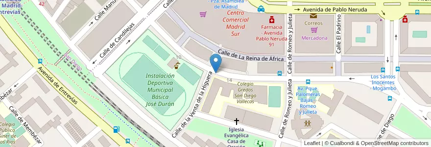 Mapa de ubicacion de Aparcabicis Colegio Gredos San Diego en İspanya, Comunidad De Madrid, Comunidad De Madrid, Área Metropolitana De Madrid Y Corredor Del Henares, Madrid.