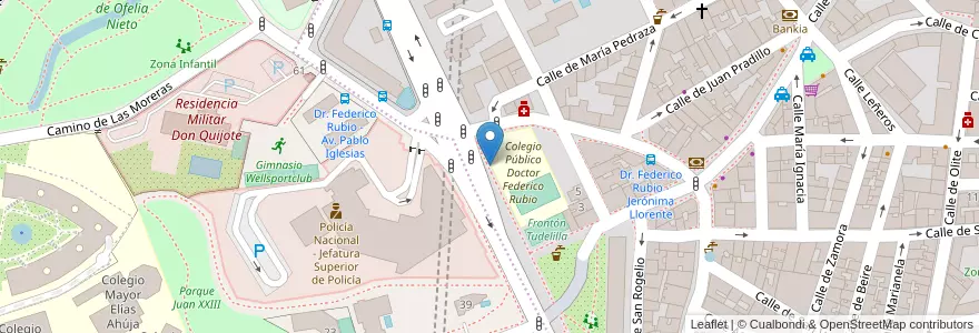 Mapa de ubicacion de Aparcabicis Colegio Nacional Doctor Federico Rubio en Sepanyol, Comunidad De Madrid, Comunidad De Madrid, Área Metropolitana De Madrid Y Corredor Del Henares, Madrid.