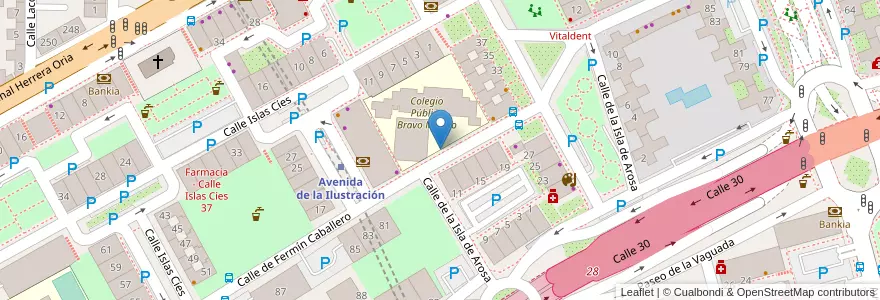Mapa de ubicacion de Aparcabicis Colegio Público Bravo Murillo en Испания, Мадрид, Мадрид, Área Metropolitana De Madrid Y Corredor Del Henares, Мадрид.