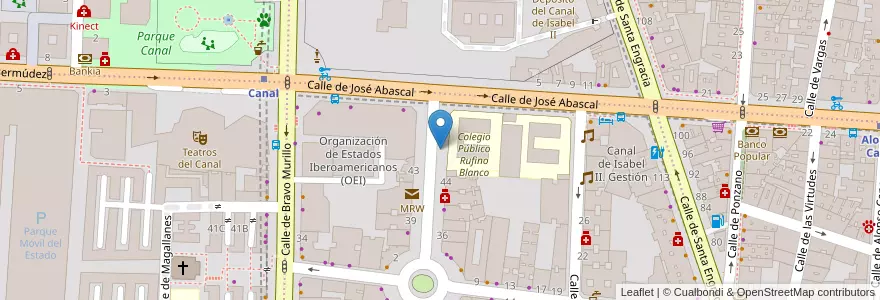 Mapa de ubicacion de Aparcabicis Colegio Rufino Blanco en 스페인, Comunidad De Madrid, Comunidad De Madrid, Área Metropolitana De Madrid Y Corredor Del Henares, 마드리드.