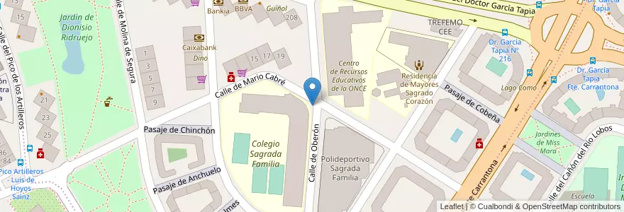 Mapa de ubicacion de Aparcabicis Colegio Sagrada Familia en 스페인, Comunidad De Madrid, Comunidad De Madrid, Área Metropolitana De Madrid Y Corredor Del Henares, 마드리드.