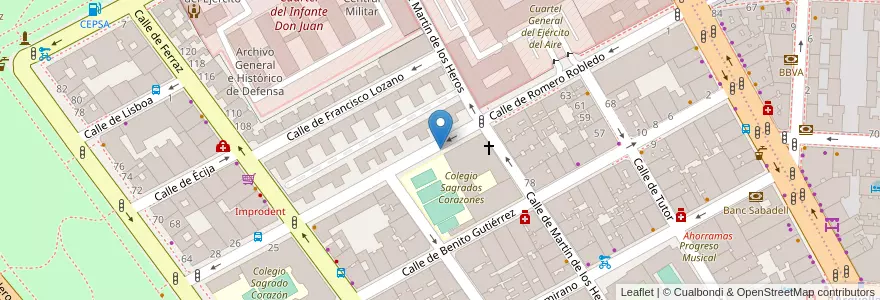 Mapa de ubicacion de Aparcabicis Colegio Sagrados Corazones en スペイン, マドリード州, Comunidad De Madrid, Área Metropolitana De Madrid Y Corredor Del Henares, Madrid.