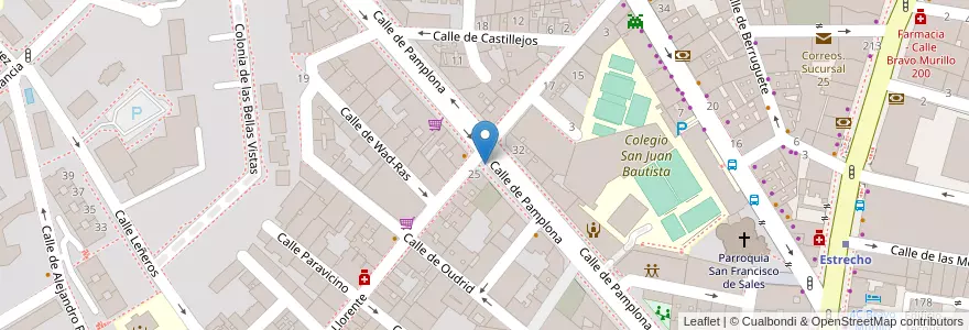 Mapa de ubicacion de Aparcabicis Colegio San Juan Bautista Salesianos en Испания, Мадрид, Мадрид, Área Metropolitana De Madrid Y Corredor Del Henares, Мадрид.