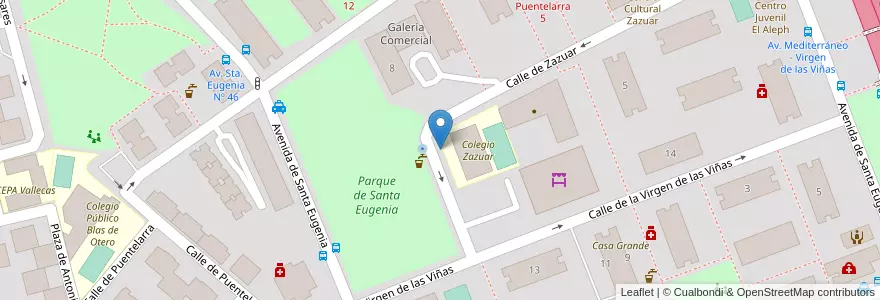 Mapa de ubicacion de Aparcabicis Colegio Zazuar en 西班牙, Comunidad De Madrid, Comunidad De Madrid, Área Metropolitana De Madrid Y Corredor Del Henares, Madrid.