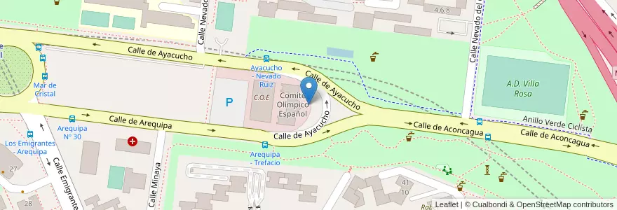Mapa de ubicacion de Aparcabicis Comité Olímpico Español en إسبانيا, منطقة مدريد, منطقة مدريد, Área Metropolitana De Madrid Y Corredor Del Henares, مدريد.