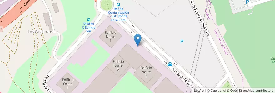 Mapa de ubicacion de Aparcabicis Complejo Empresarial Ciudad de Telefónica en スペイン, マドリード州, Comunidad De Madrid, Área Metropolitana De Madrid Y Corredor Del Henares, Madrid.