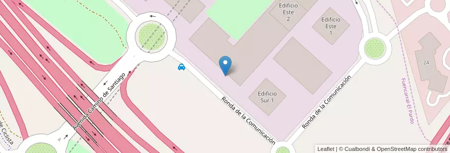 Mapa de ubicacion de Aparcabicis Complejo Empresarial Ciudad de Telefónica en スペイン, マドリード州, Comunidad De Madrid, Área Metropolitana De Madrid Y Corredor Del Henares, Madrid.