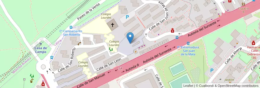 Mapa de ubicacion de Aparcabicis CPR Lourdes en Spanien, Autonome Gemeinschaft Madrid, Autonome Gemeinschaft Madrid, Área Metropolitana De Madrid Y Corredor Del Henares, Madrid.