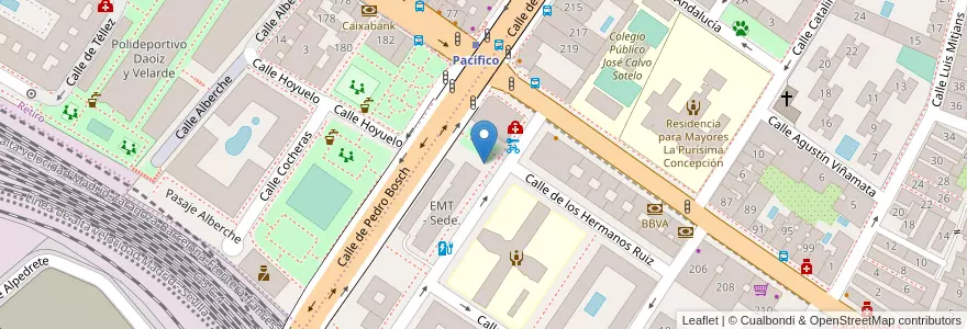 Mapa de ubicacion de Aparcabicis EMT en 西班牙, Comunidad De Madrid, Comunidad De Madrid, Área Metropolitana De Madrid Y Corredor Del Henares, Madrid.