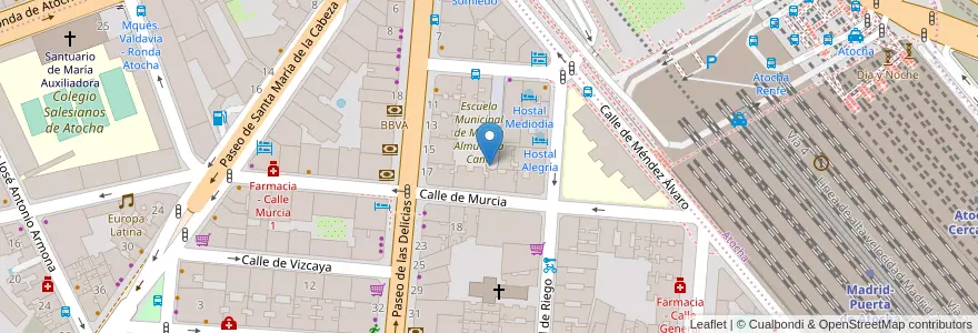Mapa de ubicacion de Aparcabicis Escuela Municipal de Música Almudena Cano en إسبانيا, منطقة مدريد, منطقة مدريد, Área Metropolitana De Madrid Y Corredor Del Henares, مدريد.