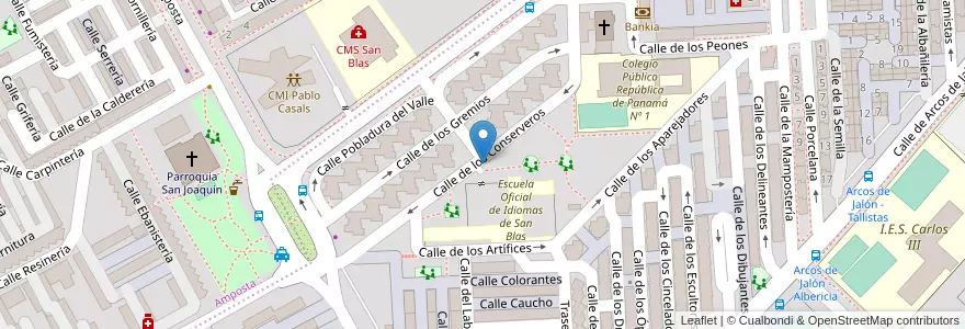 Mapa de ubicacion de Aparcabicis Escuela oficial de Idiomas en 西班牙, Comunidad De Madrid, Comunidad De Madrid, Área Metropolitana De Madrid Y Corredor Del Henares, Madrid.