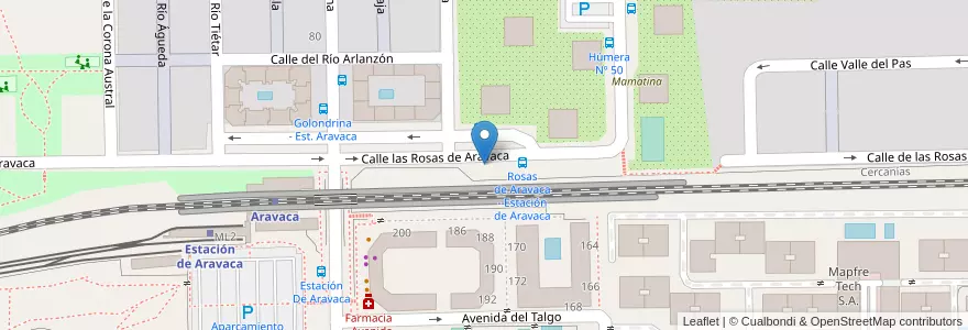 Mapa de ubicacion de Aparcabicis Estación Aravaca en Spanje, Comunidad De Madrid, Comunidad De Madrid, Área Metropolitana De Madrid Y Corredor Del Henares, Madrid.