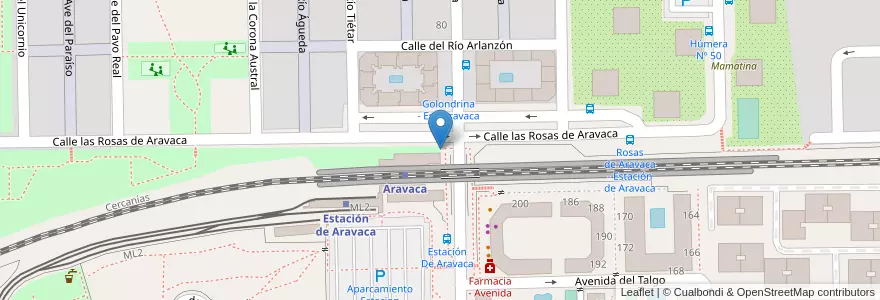 Mapa de ubicacion de Aparcabicis Estación Aravaca en Spagna, Comunidad De Madrid, Comunidad De Madrid, Área Metropolitana De Madrid Y Corredor Del Henares.