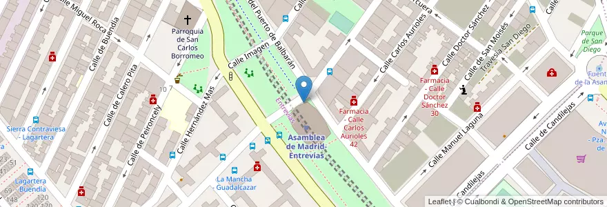 Mapa de ubicacion de Aparcabicis Estación Asamblea de Madrid Entrevías en Spanje, Comunidad De Madrid, Comunidad De Madrid, Área Metropolitana De Madrid Y Corredor Del Henares, Madrid.