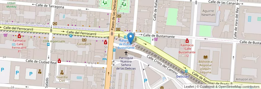 Mapa de ubicacion de Aparcabicis Estación Delicias en Espanha, Comunidade De Madrid, Comunidade De Madrid, Área Metropolitana De Madrid Y Corredor Del Henares, Madrid.