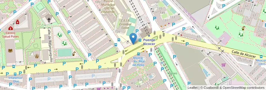 Mapa de ubicacion de Aparcabicis Estación Puente Alcocer en Espanha, Comunidade De Madrid, Comunidade De Madrid, Área Metropolitana De Madrid Y Corredor Del Henares, Madrid.