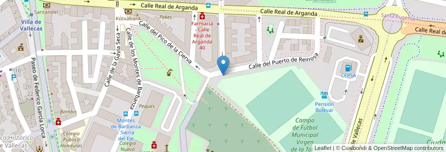 Mapa de ubicacion de Aparcabicis Estadio de fútbol Virgen de la Torre en إسبانيا, منطقة مدريد, منطقة مدريد, Área Metropolitana De Madrid Y Corredor Del Henares, مدريد.