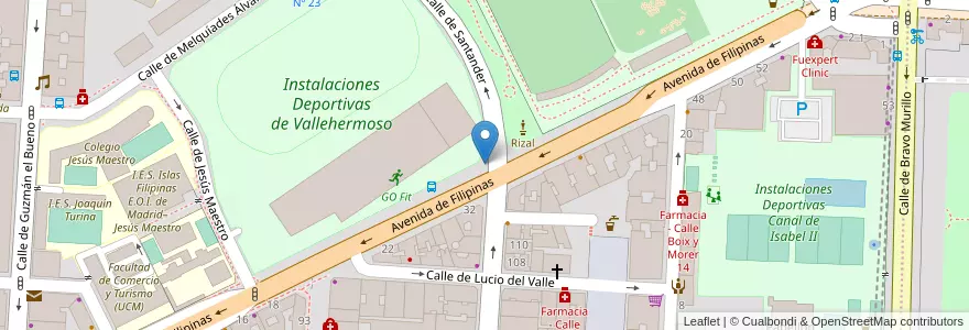 Mapa de ubicacion de Aparcabicis Estadio Vallehermoso en اسپانیا, بخش خودمختار مادرید, بخش خودمختار مادرید, Área Metropolitana De Madrid Y Corredor Del Henares, مادرید.
