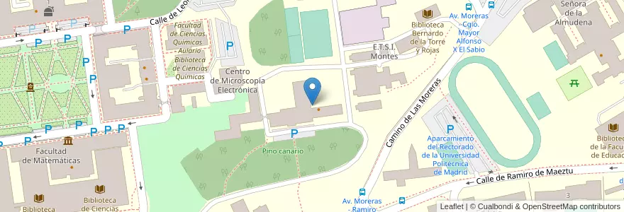 Mapa de ubicacion de Aparcabicis ETSI Montes - Aulario en Spanien, Autonome Gemeinschaft Madrid, Autonome Gemeinschaft Madrid, Área Metropolitana De Madrid Y Corredor Del Henares, Madrid.