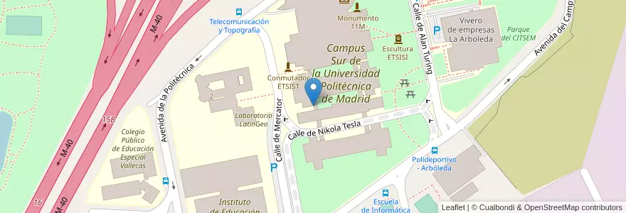 Mapa de ubicacion de Aparcabicis EU Telecomunicaciones en Spanje, Comunidad De Madrid, Comunidad De Madrid, Área Metropolitana De Madrid Y Corredor Del Henares, Madrid.