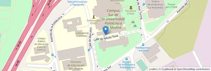 Mapa de ubicacion de Aparcabicis EU Telecomunicaciones en إسبانيا, منطقة مدريد, منطقة مدريد, Área Metropolitana De Madrid Y Corredor Del Henares, مدريد.