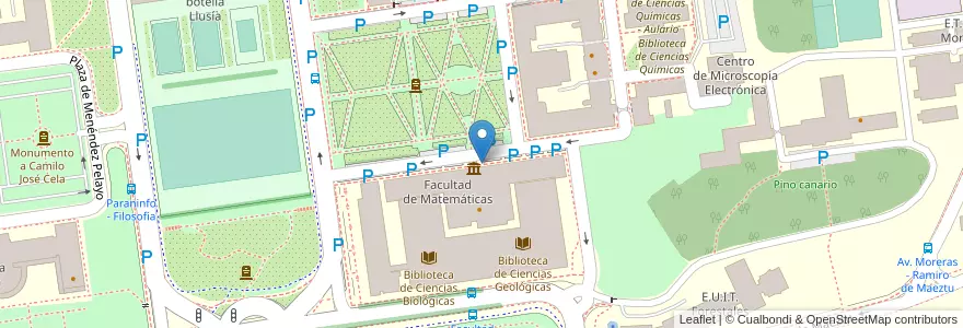 Mapa de ubicacion de Aparcabicis Facultad CC Matemáticas (lateral derecho) en İspanya, Comunidad De Madrid, Comunidad De Madrid, Área Metropolitana De Madrid Y Corredor Del Henares, Madrid.