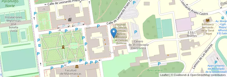 Mapa de ubicacion de Aparcabicis Facultad CC Químicas en スペイン, マドリード州, Comunidad De Madrid, Área Metropolitana De Madrid Y Corredor Del Henares, Madrid.
