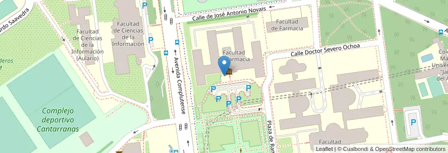 Mapa de ubicacion de Aparcabicis Facultad Farmacia en 西班牙, Comunidad De Madrid, Comunidad De Madrid, Área Metropolitana De Madrid Y Corredor Del Henares, Madrid.