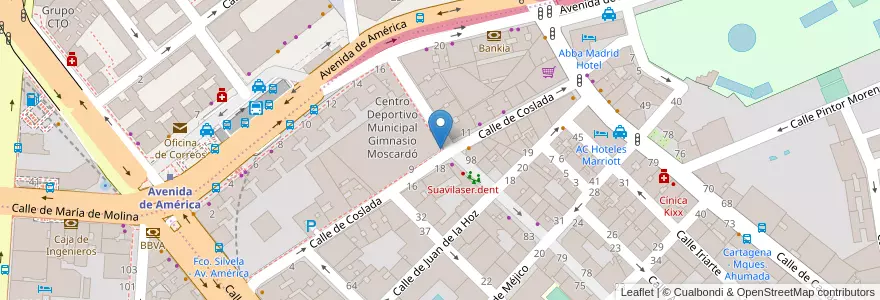 Mapa de ubicacion de Aparcabicis Gimnasio Moscardó en 西班牙, Comunidad De Madrid, Comunidad De Madrid, Área Metropolitana De Madrid Y Corredor Del Henares, Madrid.
