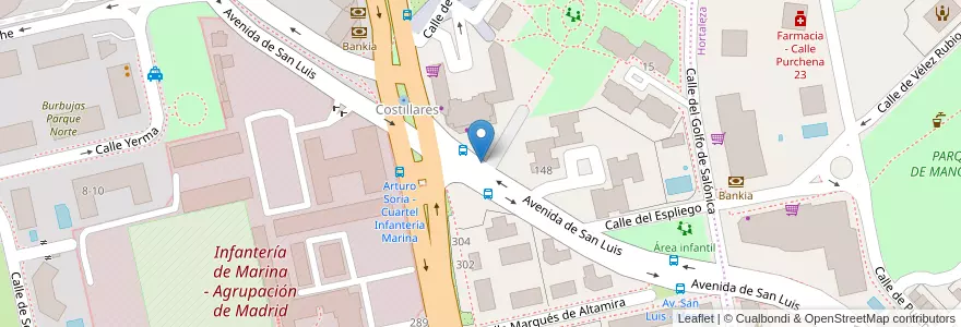 Mapa de ubicacion de Aparcabicis Gran Hábitat Pinar de Chamartín en España, Comunidad De Madrid, Comunidad De Madrid, Área Metropolitana De Madrid Y Corredor Del Henares, Madrid.